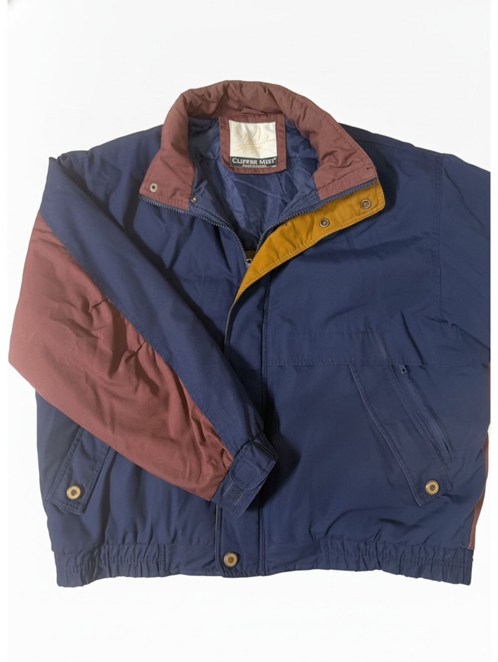 Vintage Clipper Mist London Fog Jacket Mens XL Navy Burgundy Colorblock Bomber